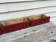 Vintage Handmade 3 Drawer Spice Or Apothecary Cabinet Red Paint