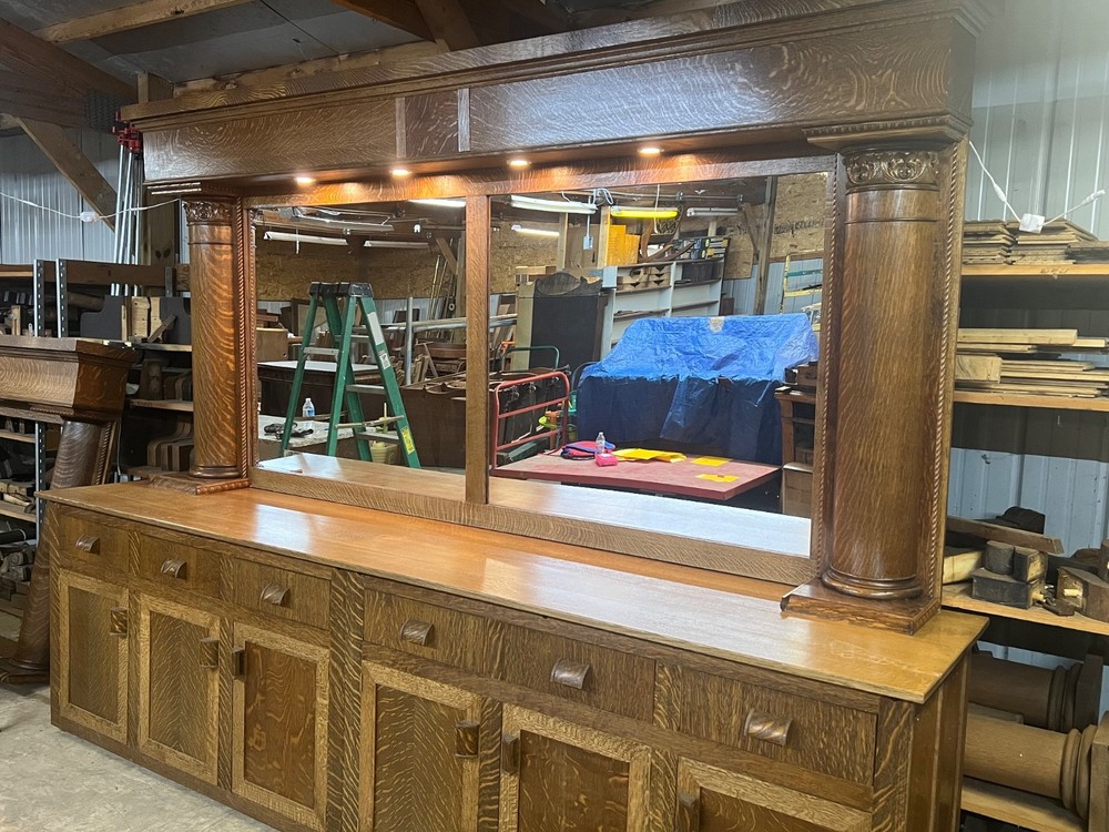 Quarter Sawn Oak Antique Back Bar