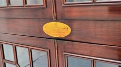 Antique Mahogany Full Display Inlaid Corner China Cabinet Curio LA Area