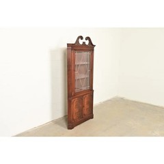 Baker Furniture Style Georgian Flame Mahogany Corner Cabinet, Circa 1940s