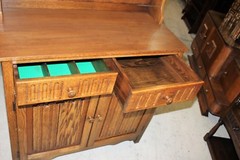 English Oak Wood Brothers Cabinet / Welsh Cabinet / Display Plate Rack