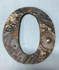 Decorative Salvage Tin Ceiling 12″ Patchwork RUST Metal VTG Number 0 Old 234-25B