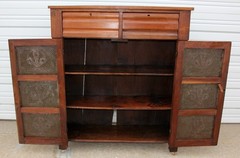 Square Nailed Walnut Pie Safe Jelly Cabinet Cupboard Top Drawers Fan Punch Tins!