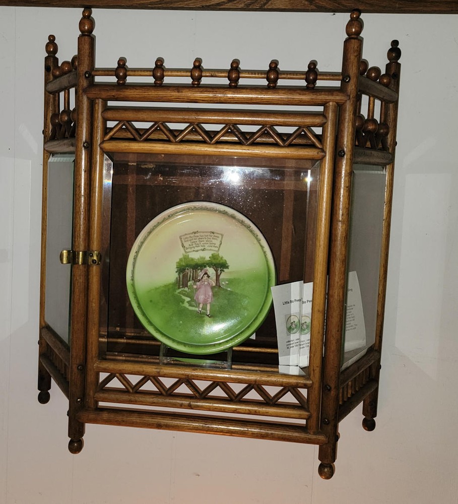 Oak Curio Hanging Wall Mount Cabinet