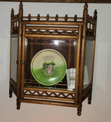 Oak Curio Hanging Wall Mount Cabinet