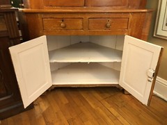Antique Corner Cupboard Cabinet Blind doors Early Primitive