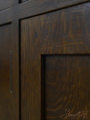 73244: STICKLEY Mission Oak Leaded Glass China Cabinet