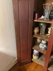 American 1800’s Cupboard Cabinet 2 DOOR 1 inside DRAWER ORIGINAL RED WASH PAINT