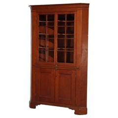 Antique Cherry Corner Cupboard with Double Door Cabinets C1840