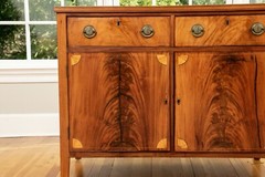 Antique American Two Door Cabinet With Custom Glass Top