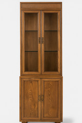 Vintage Henredon Campaign Style China Cabinet | Brass, Glass Shelves, Modular