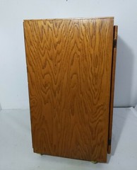 Vintage Rustic Country Mission Oak Wood Rolling Cabinet Dry Sink Bar Cart Shelf