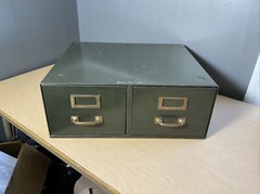 Vintage Shaw Walker Metal 2 Drawer Index Card File Cabinet 17.5” x 15.5” x 7”