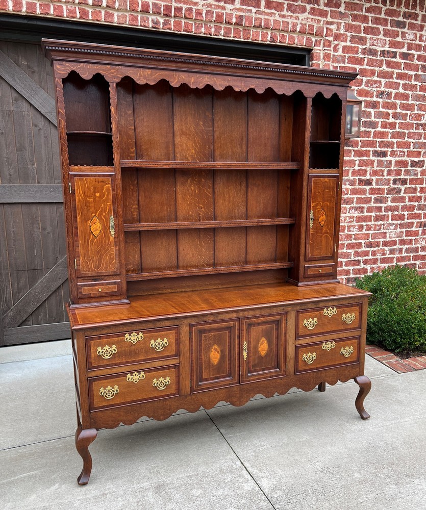 Antique English Plate Dresser Sideboard Server GEORGIAN Era Oak and Mahogany