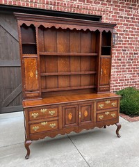 Antique English Plate Dresser Sideboard Server GEORGIAN Era Oak and Mahogany