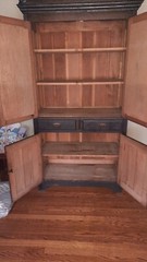 Antique Pine Wood Victorian Cupboard/Pie Cabinet Hutch with Alligatored Finish