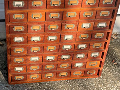 Antique Oak Apothecary Cabinet File General Store Hardware Library 48 Drawers