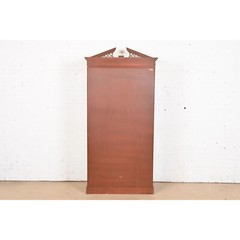 Baker Furniture Georgian Carved Mahogany Lighted Breakfront Bookcase