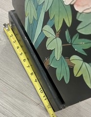 Oriental Asian Chinoiserie Lacquered Media Storage Cabinet Birds Flowers Texture