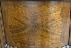 Exquisite Edwardian display cabinet with original bowed glass door and sides