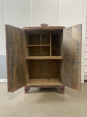 🔥 Antique Old 19th c. American Folk Art Rustic Country Primitive Spice Cabinet