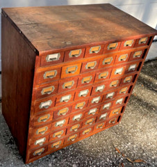 Antique Oak Apothecary Cabinet File General Store Hardware Library 48 Drawers