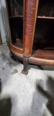 Antique Oak Victorian Bow Glass China Cabinet Curio