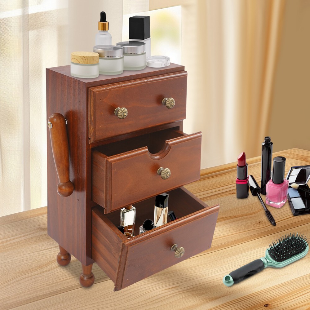 Vintage Storage Cabinet, 3-tier Storage Cabinet, Storage Box With Drawers Brown