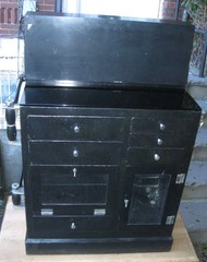 Antique Medical Podiatry Dental Metal Glass Cabinet w/ Bottles Electric Bosworth