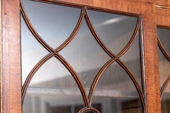 Antique Georgian Style Burl Wood Breakfront Cabinet