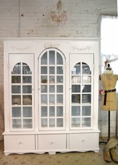 Painted Cottage Shabby Chic French Bookcase / China Hand Made Display Cabinet