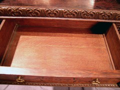ANTIQUE HEAVILY CARVED JACOBEAN REVIVAL STYLE CABINET SIGNED EDWARDS & ROBERTS
