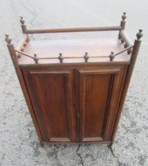 Antique Victorian Oak Stick & Ball Skeleton Key Medicine Cabinet Cupboard