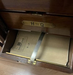Rare Antique Mahogany Letter File Cabinet Brower Bros 10 Drawer 26” Brass Labe