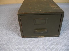 Vintage Globe Wernicke Green Card Catalog File Cabinet Wooden Drawer