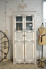 Painted Cottage Shabby Chic French Bookcase / China Hand Made Display Cabinet