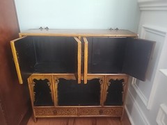 Antique Chinese Cabinet Armoire Lacquer Taborate Shandong Province Kuang Hsu