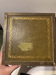 Antique Victorian Brown Leather Brass Gallery Military Campaign Cabinet 14.5x8x8