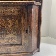 Antique Hand Stencil Corner Wall Cabinet Folk Art/Renaissance Revival 21” Tall