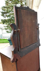 RARE TURN OF THE CENTURY VICTORIAN OAK SHAVING STAND W/ BEVELED MIRROR, KEY…