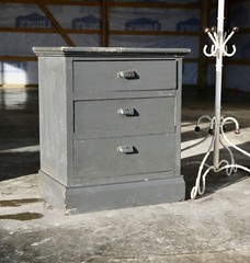 Apothecary Cabinet Wood drawer Counter Cast Iron Pulls industrial antique VTG