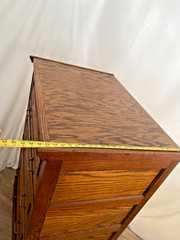 Lateral File Cabinet Tiger Oak Four Drawers Locking Bottom Paneled Sides Keys