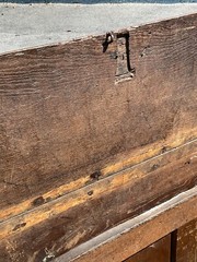 antique pilgrim period 17th c carved oak coffer primitive blanket chest