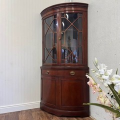 Vintage Drexel Bow Front Federal Corner Cabinet