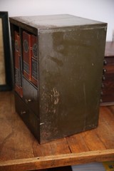 Vintage Industrial file cabinet ledger book holder Salesman Sample antique metal