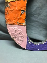Decorative Salvaged Tin Ceiling 16″ Patchwork Mix Color Metal Letter O 1790-24B