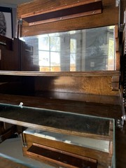 🍸Antique Prohibition Era Liquor Cabinet / Hidden Bar Leather Wrapped 1920s VTG