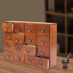 16 Drawers Vintage Tabletop Library Card Catalog Cabinet Apothecary Storage Box