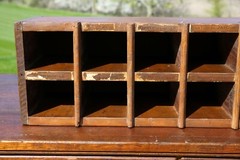 Vintage wood cubby apothecary cabinet mailbox parts bin storage organizer box