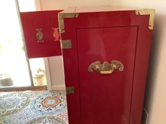 Vintage Red Asian Marriage Cabinet/Dresser/Chest